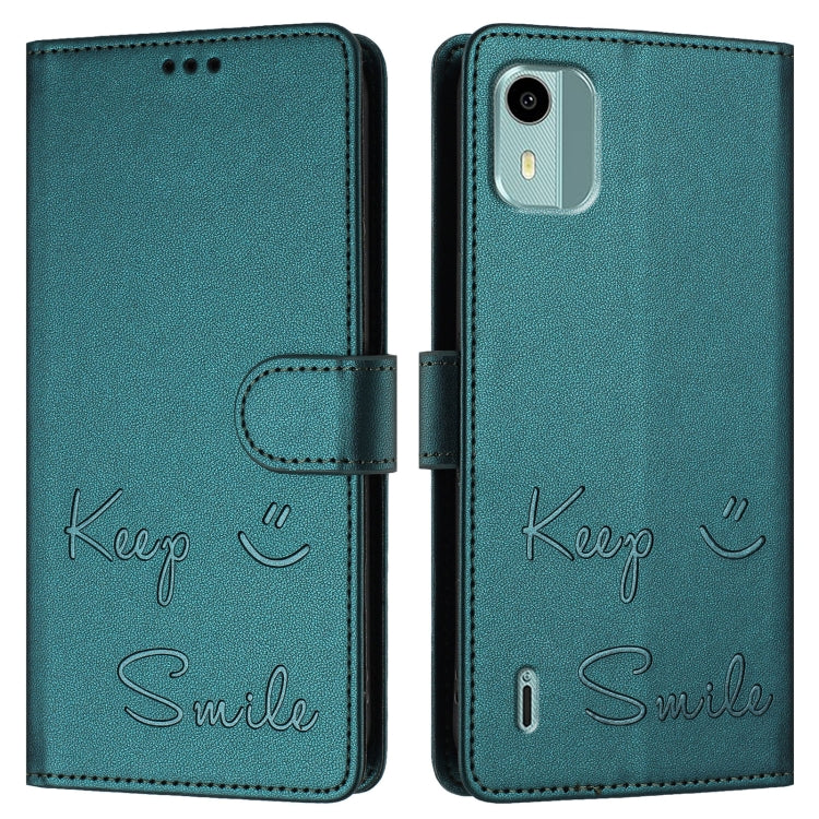For Nokia C12 Smile Embossing RFID Leather Phone Case