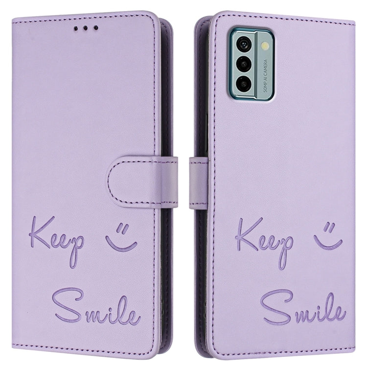For Nokia G22 Smile Embossing RFID Leather Phone Case