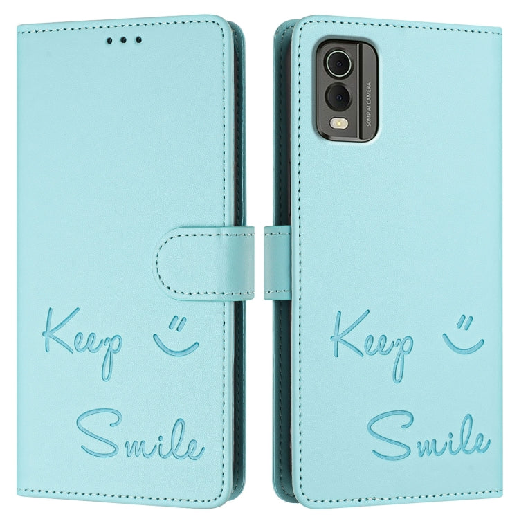 For Nokia C32 Smile Embossing RFID Leather Phone Case