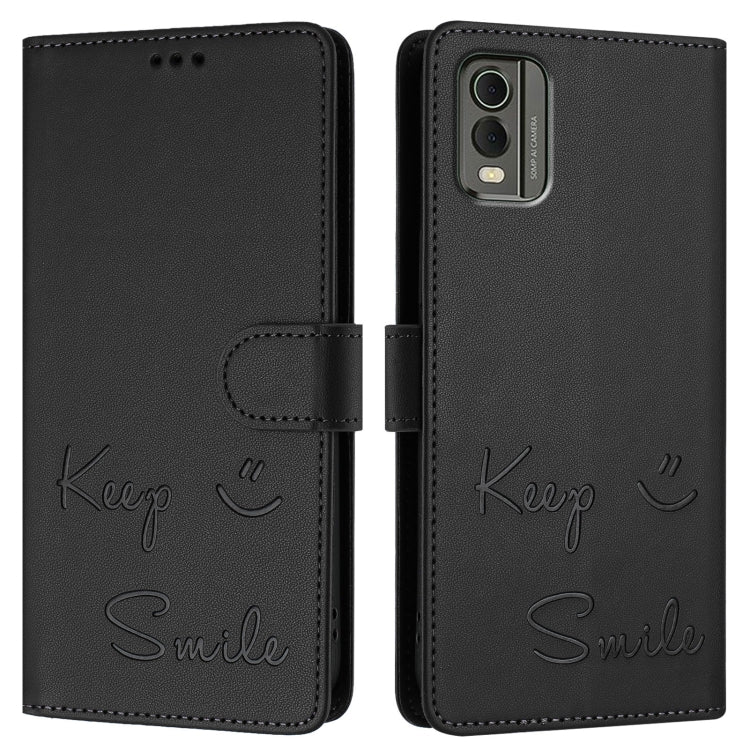 For Nokia C32 Smile Embossing RFID Leather Phone Case