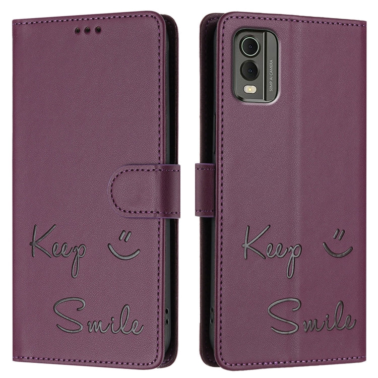 For Nokia C32 Smile Embossing RFID Leather Phone Case
