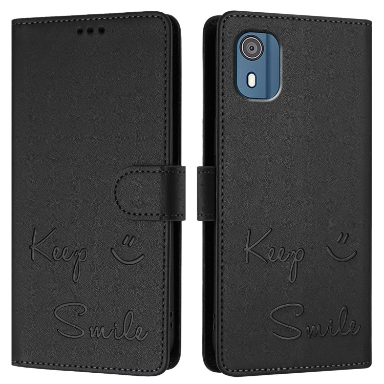 For Nokia C02 Smile Embossing RFID Leather Phone Case
