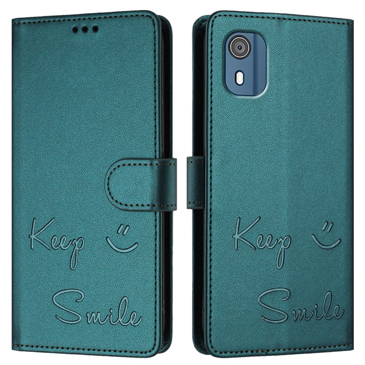 For Nokia C02 Smile Embossing RFID Leather Phone Case