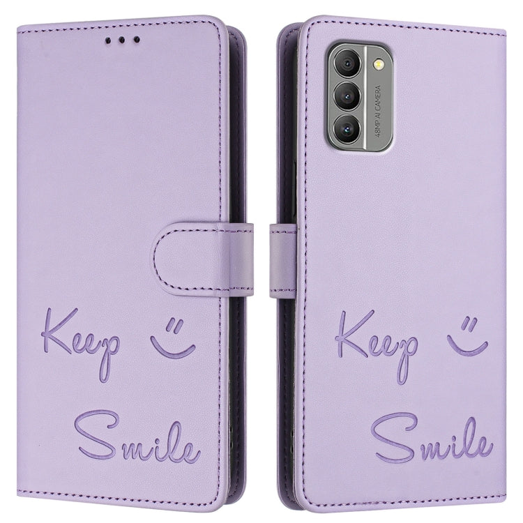 For Nokia G400 Smile Embossing RFID Leather Phone Case