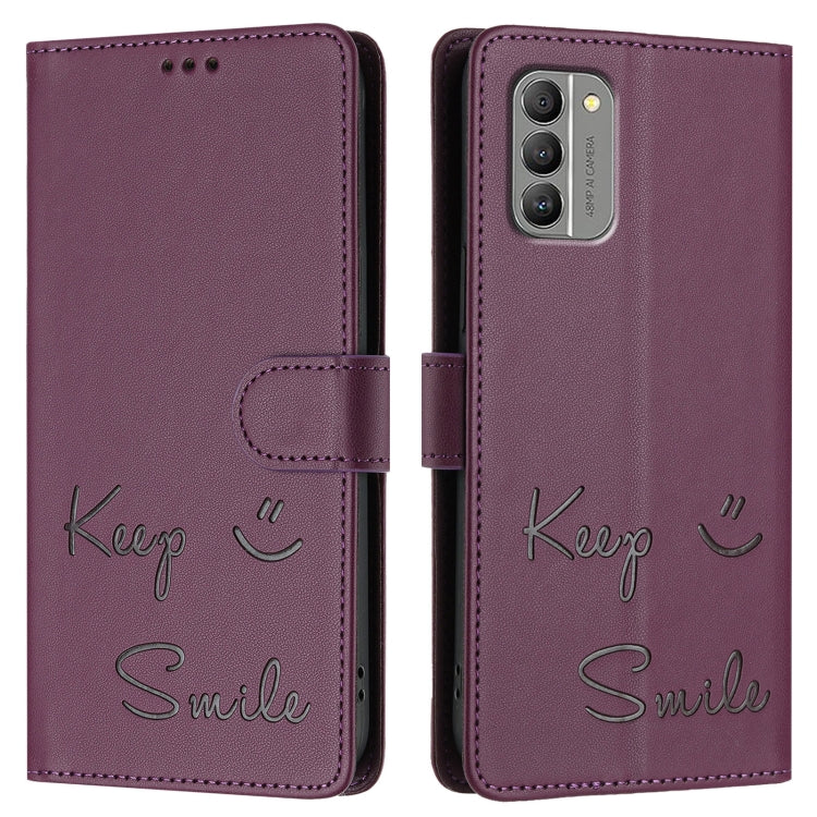 For Nokia G400 Smile Embossing RFID Leather Phone Case