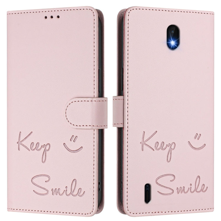 For Nokia C01 Plus / C1 2nd Edition Smile Embossing RFID Leather Phone Case