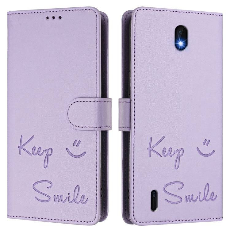 For Nokia C01 Plus / C1 2nd Edition Smile Embossing RFID Leather Phone Case