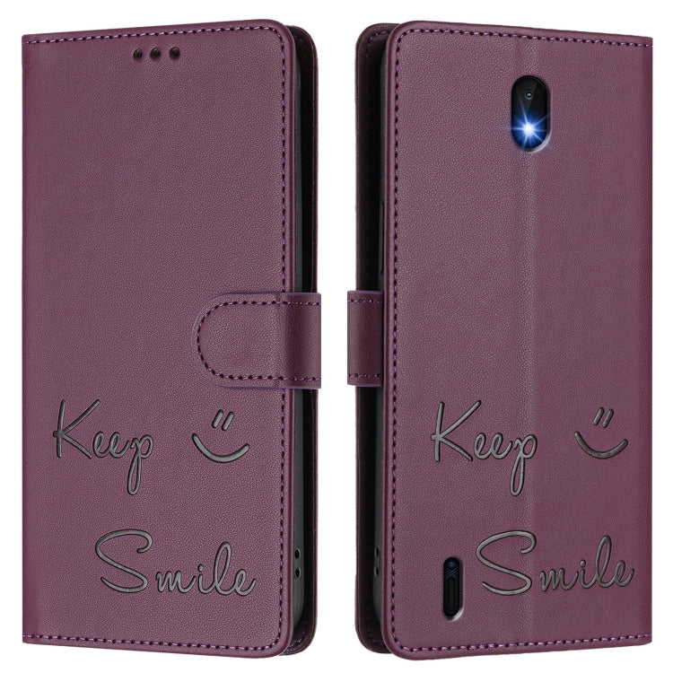 For Nokia C01 Plus / C1 2nd Edition Smile Embossing RFID Leather Phone Case