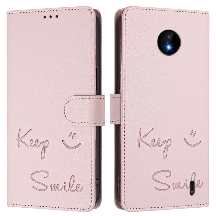 For Nokia C10 / C20 Smile Embossing RFID Leather Phone Case
