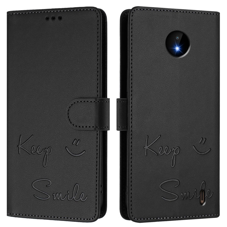 For Nokia C10 / C20 Smile Embossing RFID Leather Phone Case