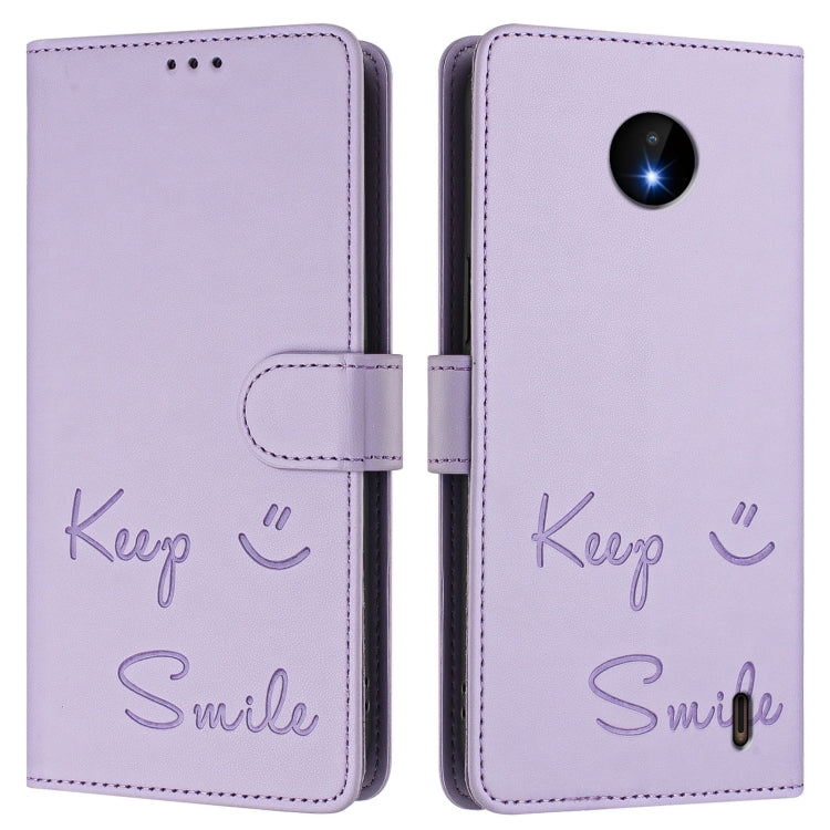 For Nokia C10 / C20 Smile Embossing RFID Leather Phone Case