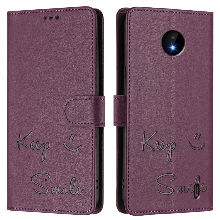 For Nokia C10 / C20 Smile Embossing RFID Leather Phone Case