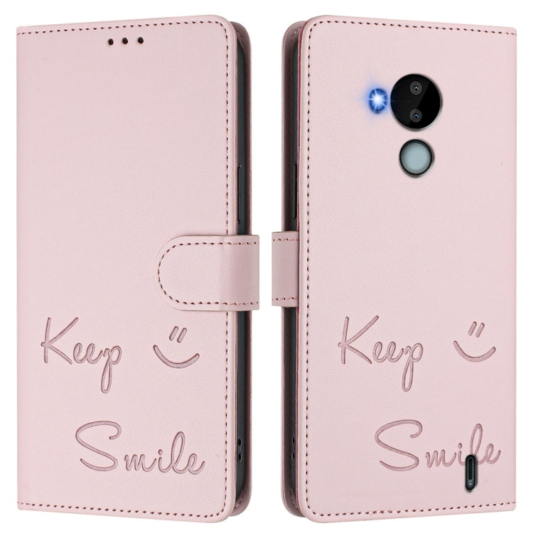 For Nokia C30 Smile Embossing RFID Leather Phone Case
