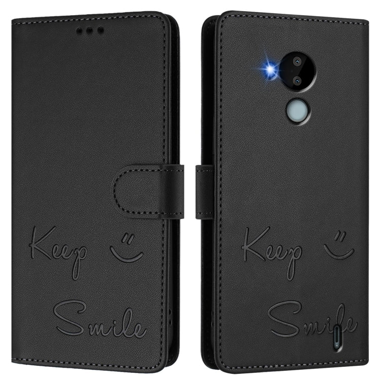 For Nokia C30 Smile Embossing RFID Leather Phone Case