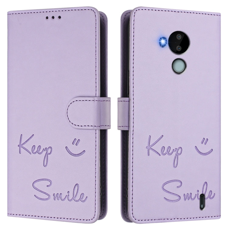 For Nokia C30 Smile Embossing RFID Leather Phone Case
