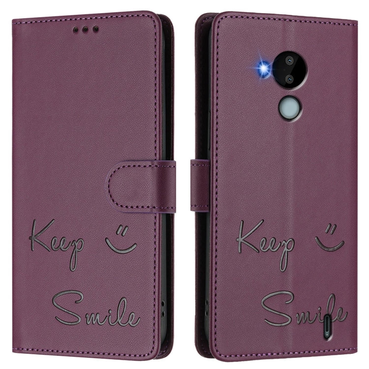 For Nokia C30 Smile Embossing RFID Leather Phone Case