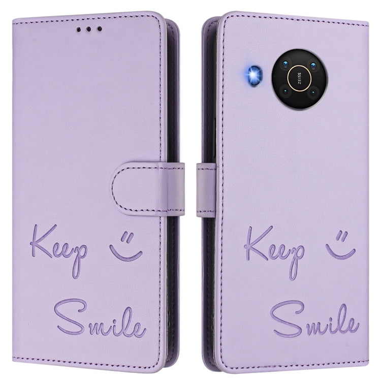 For Nokia X20 / X10 Smile Embossing RFID Leather Phone Case