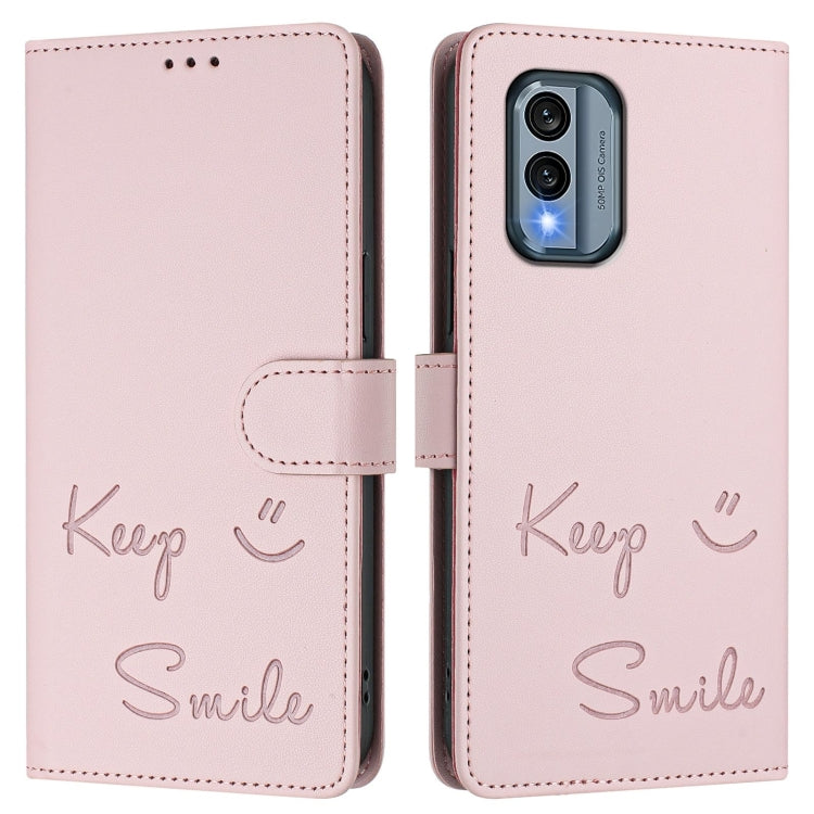 For Nokia X30 5G Smile Embossing RFID Leather Phone Case