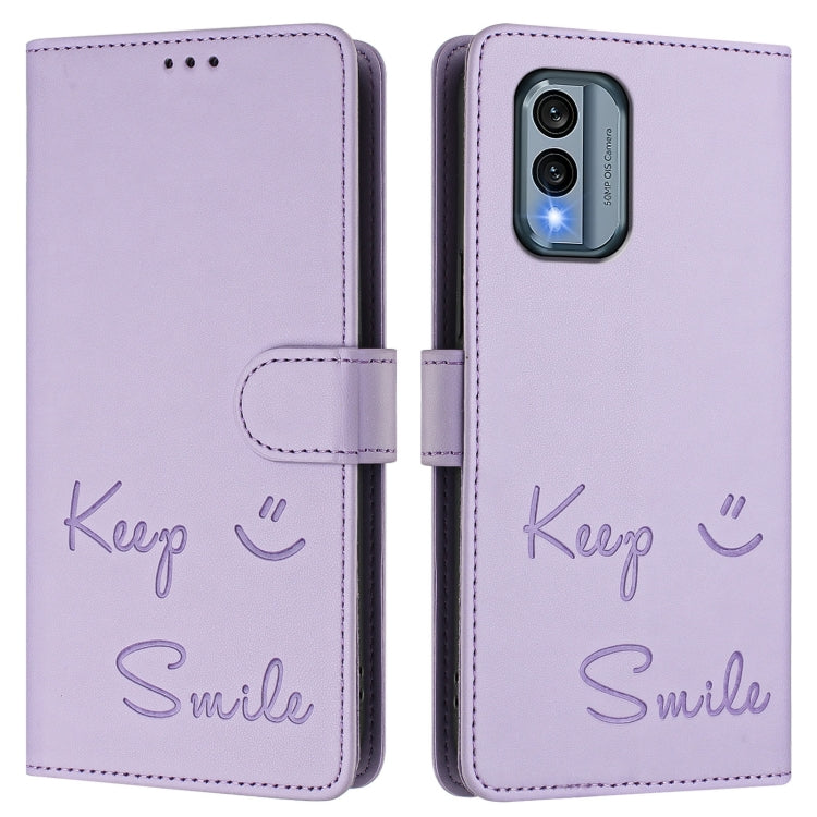 For Nokia X30 5G Smile Embossing RFID Leather Phone Case