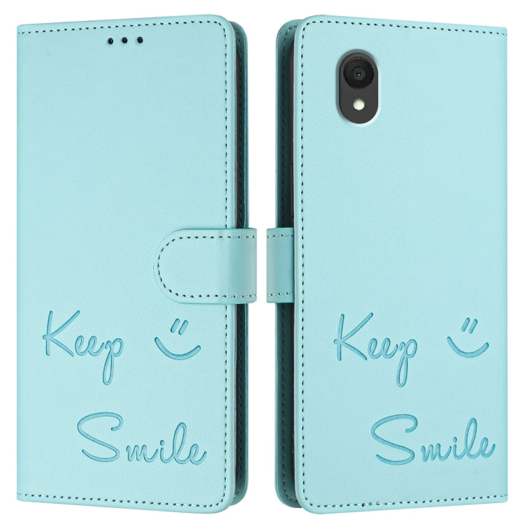For TCL 201 Smile Embossing RFID Leather Phone Case