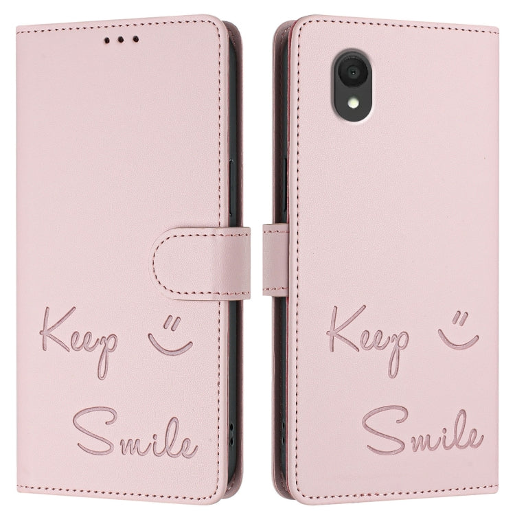 For TCL 201 Smile Embossing RFID Leather Phone Case