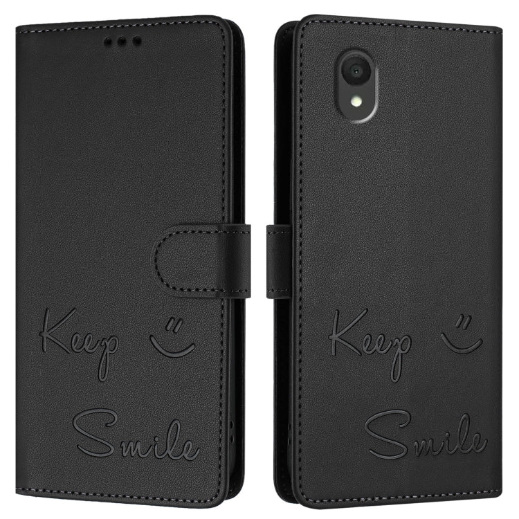 For TCL 201 Smile Embossing RFID Leather Phone Case