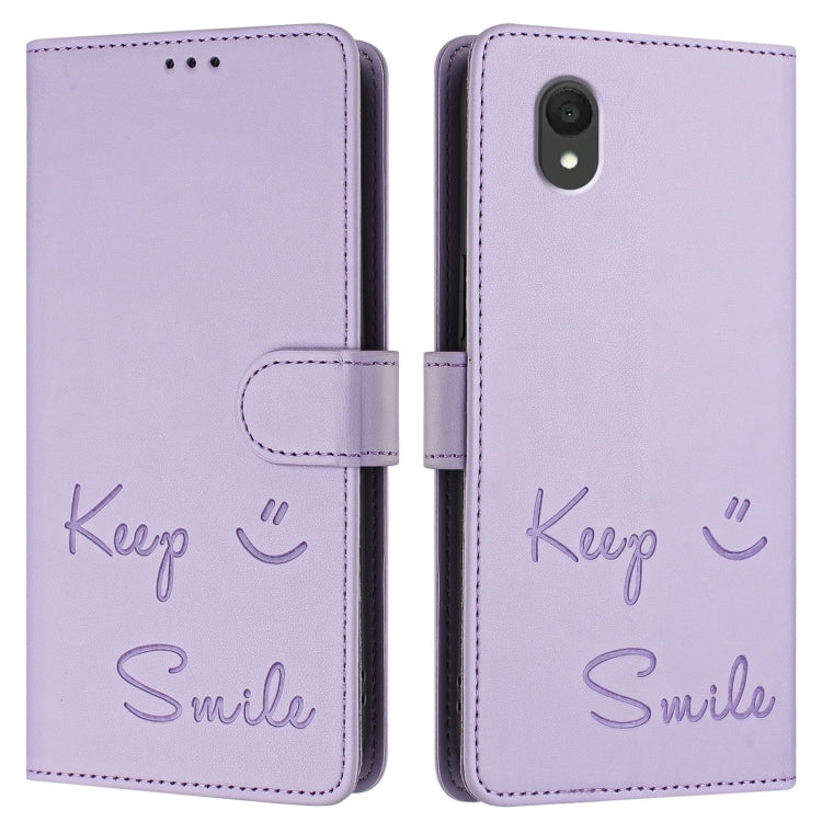 For TCL 201 Smile Embossing RFID Leather Phone Case