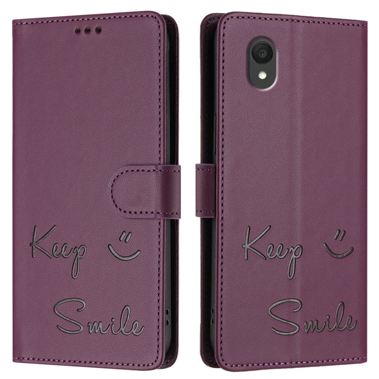 For TCL 201 Smile Embossing RFID Leather Phone Case