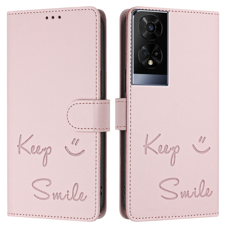 For TCL 50 XE 5G Smile Embossing RFID Leather Phone Case