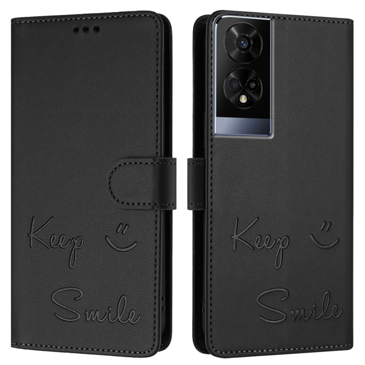 For TCL 50 XE 5G Smile Embossing RFID Leather Phone Case