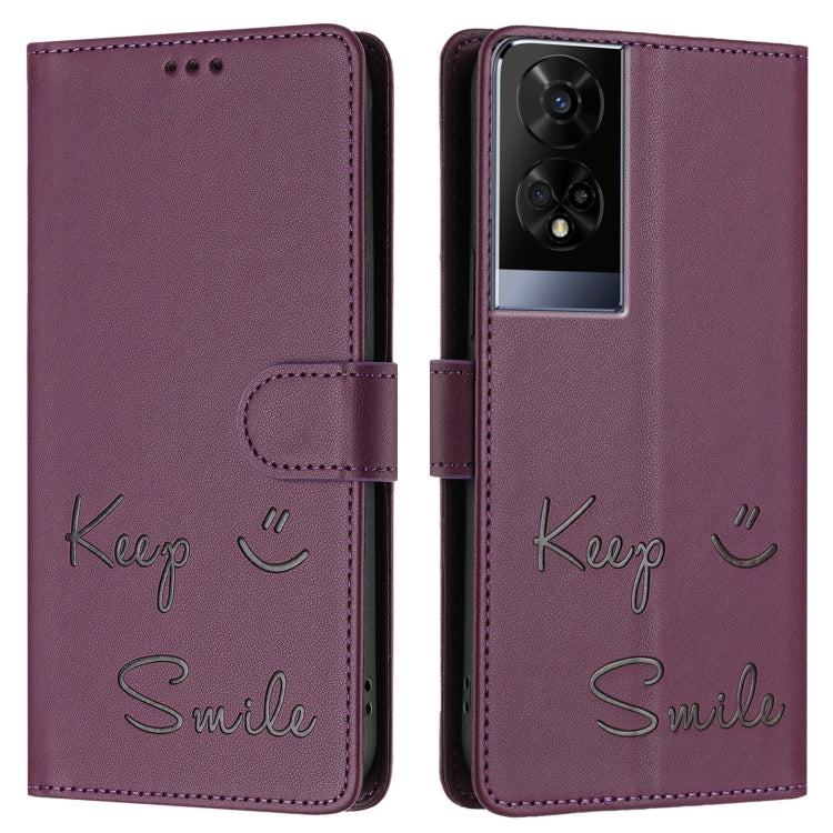 For TCL 50 XE 5G Smile Embossing RFID Leather Phone Case