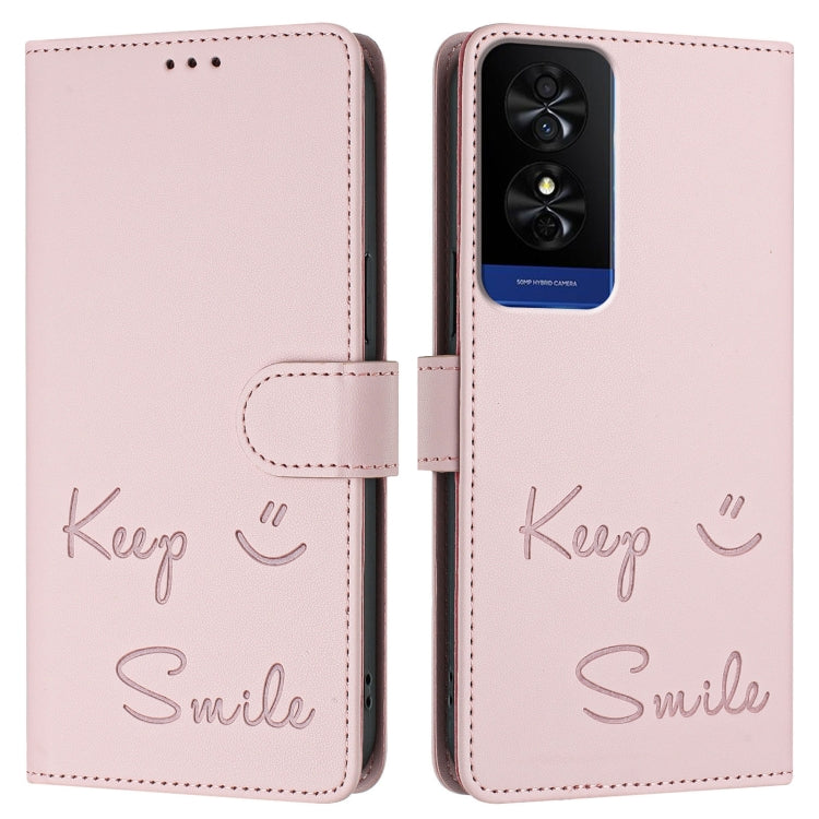 For TCL 50 5G Smile Embossing RFID Leather Phone Case