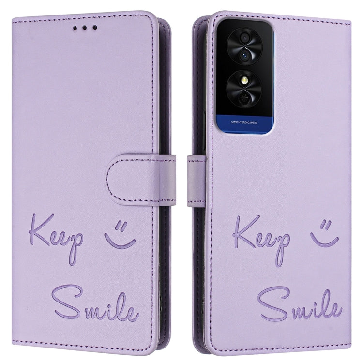 For TCL 50 5G Smile Embossing RFID Leather Phone Case