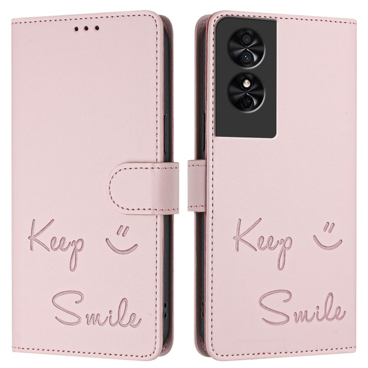 For TCL 50 SE Smile Embossing RFID Leather Phone Case