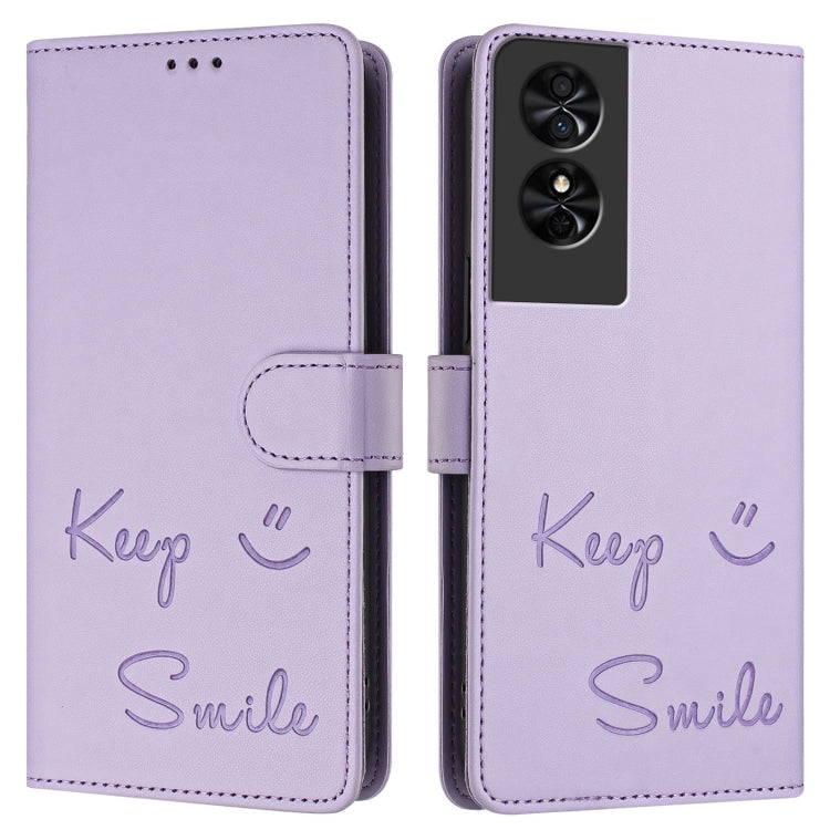 For TCL 50 SE Smile Embossing RFID Leather Phone Case