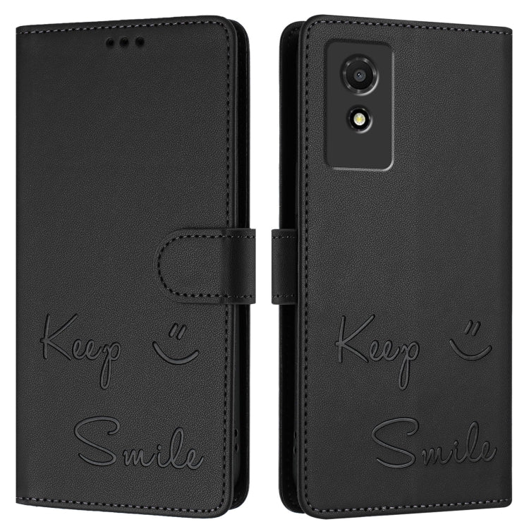 For TCL 501 Smile Embossing RFID Leather Phone Case