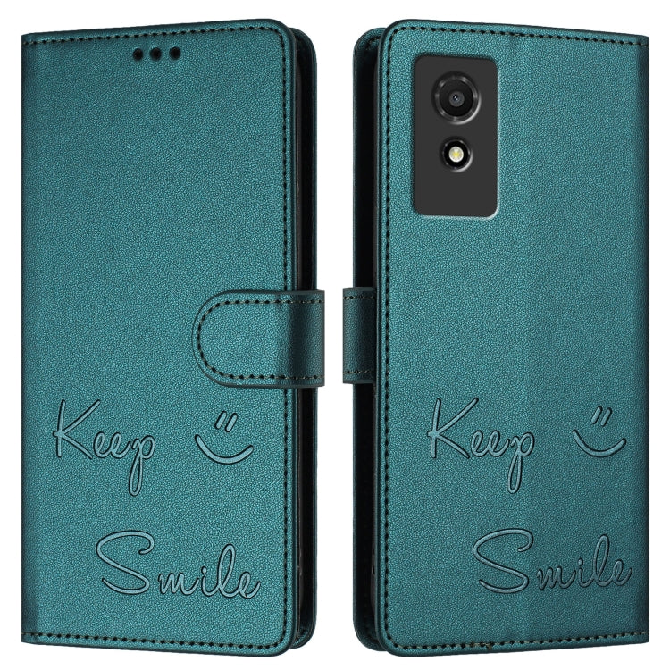 For TCL 501 Smile Embossing RFID Leather Phone Case