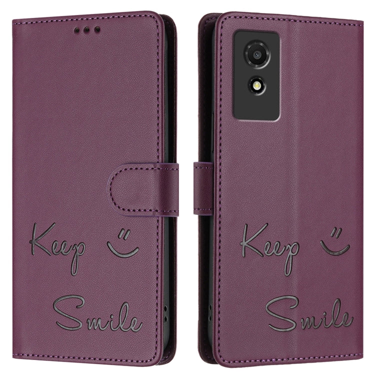 For TCL 501 Smile Embossing RFID Leather Phone Case