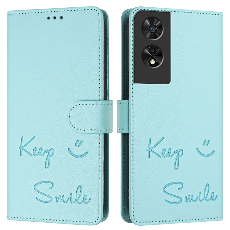 For TCL 505 Smile Embossing RFID Leather Phone Case