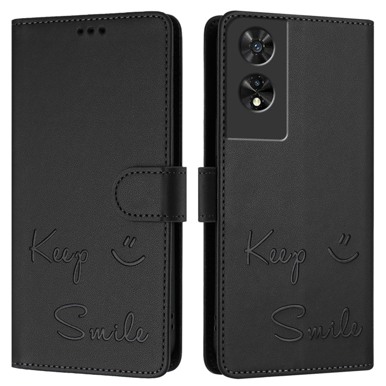 For TCL 505 Smile Embossing RFID Leather Phone Case