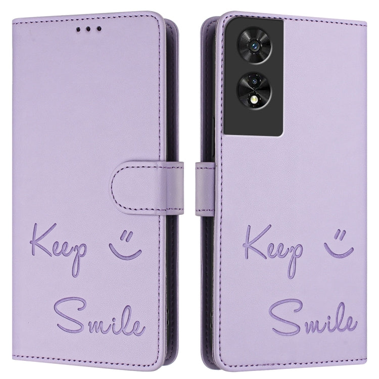 For TCL 505 Smile Embossing RFID Leather Phone Case