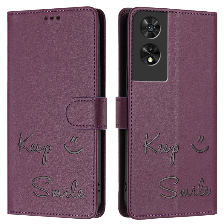 For TCL 505 Smile Embossing RFID Leather Phone Case