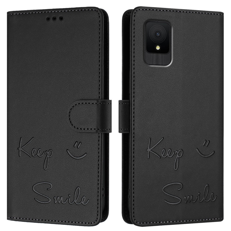 For TCL 502 Smile Embossing RFID Leather Phone Case