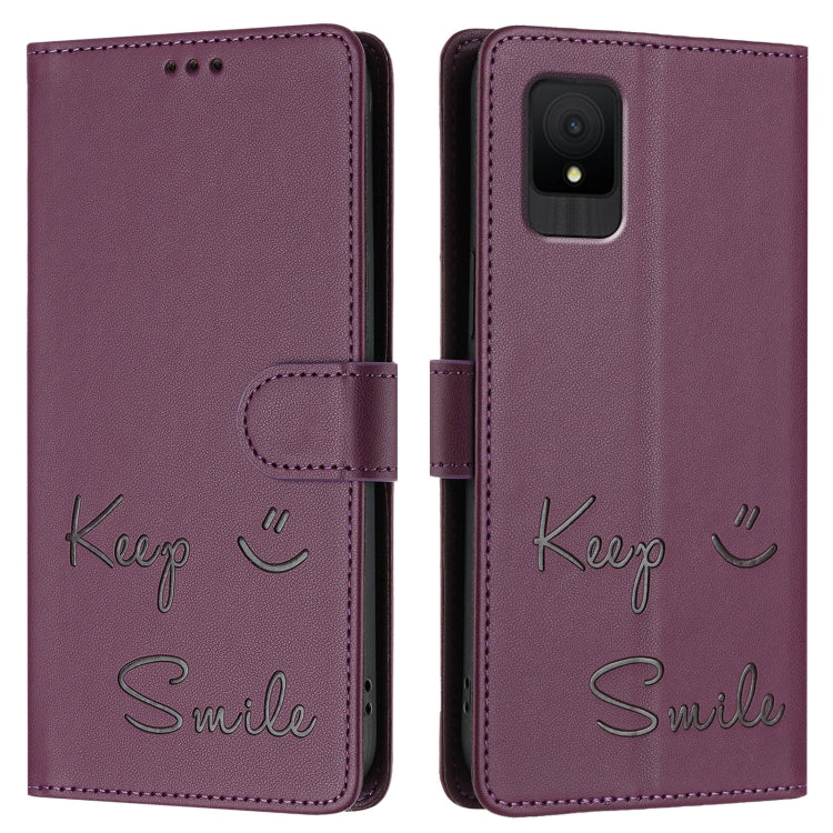 For TCL 502 Smile Embossing RFID Leather Phone Case