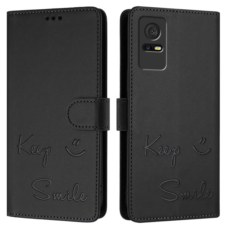 For TCL 405 / 406 / 408 Smile Embossing RFID Leather Phone Case