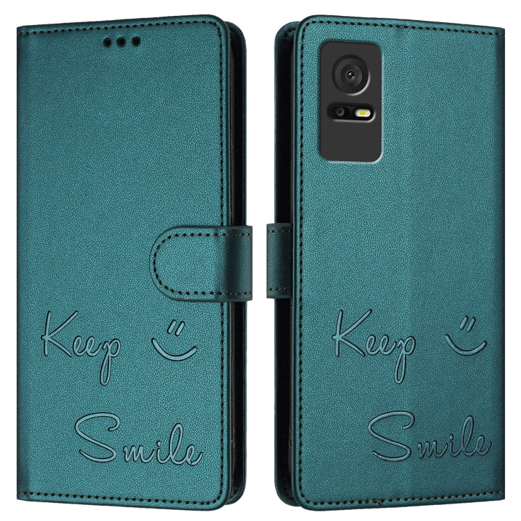 For TCL 405 / 406 / 408 Smile Embossing RFID Leather Phone Case