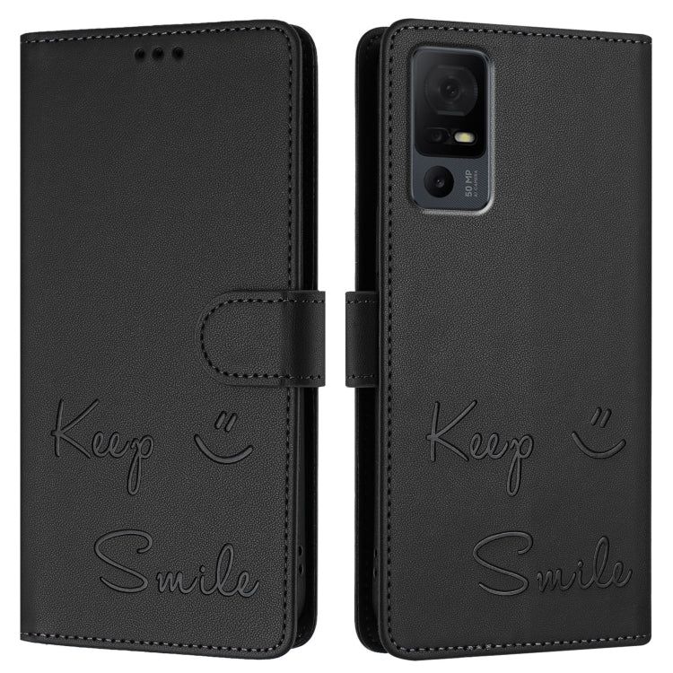 For TCL 40 XL / 40 T T608DL Smile Embossing RFID Leather Phone Case