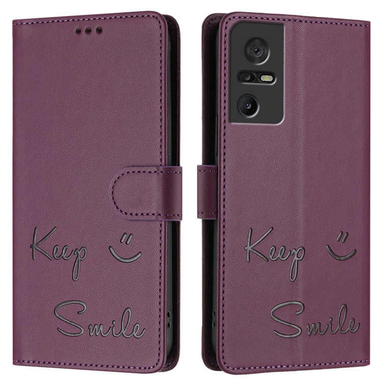 For TCL 40 SE Smile Embossing RFID Leather Phone Case