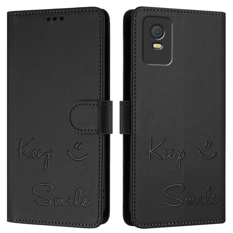 For TCL 403 Smile Embossing RFID Leather Phone Case