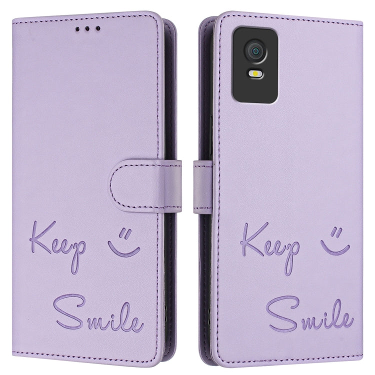 For TCL 403 Smile Embossing RFID Leather Phone Case